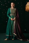 Buy Almaari By Pooja Patel Green Silk Embroidery, Tassels, Zari, Gota Patti Round Neck Khol Anarkali Set at Aza Fashions Buy_Almaari By Pooja Patel_Green Silk Embroidery, Tassels, Zari, Gota Patti Round Neck Khol Anarkali Set _at_Aza_Fashions