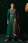 Shop Almaari By Pooja Patel Green Silk Embroidery, Tassels, Zari, Gota Patti Round Neck Khol Anarkali Set Online at Aza Fashions Shop_Almaari By Pooja Patel_Green Silk Embroidery, Tassels, Zari, Gota Patti Round Neck Khol Anarkali Set _Online_at_Aza_Fashions