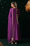 Shop_Almaari By Pooja Patel_Purple Silk, Organza Embroidery, Gota Patti, Tassels V-neck Rabab Anarkali Set _at_Aza_Fashions