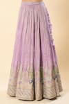 Shop_Samyukta Singhania_Purple Silk, Georgette, Taffeta Embroidery, Stones, Zari Hand Lehenga Set _Online_at_Aza_Fashions
