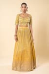 Samyukta Singhania Yellow Silk, Georgette, Taffeta Embroidery, Sequins Sweetheart Hand Lehenga Set at Aza Fashions Samyukta Singhania_Yellow Silk, Georgette, Taffeta Embroidery, Sequins Sweetheart Hand Lehenga Set _at_Aza_Fashions