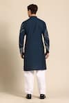 Shop_Sayisha_Navy Silk, Crepe Embroidery Abstract Kurta _at_Aza_Fashions