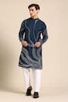 Buy_Sayisha_Navy Silk, Crepe Embroidery Abstract Kurta _at_Aza_Fashions