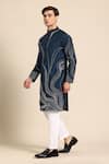 Shop_Sayisha_Navy Silk, Crepe Embroidery Abstract Kurta _Online_at_Aza_Fashions