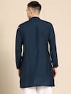 Shop_Sayisha_Navy Silk, Crepe Embroidery Abstract Kurta _at_Aza_Fashions