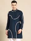Buy_Sayisha_Navy Silk, Crepe Embroidery Abstract Kurta _at_Aza_Fashions