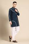 Buy_Sayisha_Navy Silk, Crepe Embroidery Kurta _Online_at_Aza_Fashions