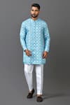 Sayisha_Blue Cotton Embroidered Kurta _Online_at_Aza_Fashions