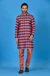 Buy_Sayisha_Red Checked Printed Kurta  _Online_at_Aza_Fashions