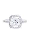 Shop_Prata_White Diamonds, Crystals Cushion Halo Solitaire Ring _at_Aza_Fashions