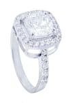 Prata_White Diamonds, Crystals Cushion Halo Solitaire Ring _Online_at_Aza_Fashions