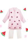 Buy_Toddle Kidswear_Pink Modal, Satin, Cotton Embroidery Melon Magic Kurta Set _at_Aza_Fashions