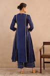 Shop_Nero India_Navy Chanderi , Embroidery, Zari Round Lotus Anarkali And Pant Set _at_Aza_Fashions