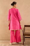 Shop Nero India Pink Silk Embroidery, Gota Patti, Tassels Split Rani Dori Kurta With Palazzo at Aza Fashions Shop_Nero India_Pink Silk Embroidery, Gota Patti, Tassels Split Rani Dori Kurta With Palazzo _at_Aza_Fashions