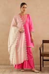 Nero India Pink Silk Embroidery, Gota Patti, Tassels Split Rani Dori Kurta With Palazzo Online at Aza Fashions Nero India_Pink Silk Embroidery, Gota Patti, Tassels Split Rani Dori Kurta With Palazzo _Online_at_Aza_Fashions