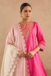 Buy Nero India Pink Silk Embroidery, Gota Patti, Tassels Split Rani Dori Kurta With Palazzo Online at Aza Fashions Buy_Nero India_Pink Silk Embroidery, Gota Patti, Tassels Split Rani Dori Kurta With Palazzo _Online_at_Aza_Fashions
