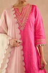 Shop Nero India Pink Silk Embroidery, Gota Patti, Tassels Split Rani Dori Kurta With Palazzo Online at Aza Fashions Shop_Nero India_Pink Silk Embroidery, Gota Patti, Tassels Split Rani Dori Kurta With Palazzo _Online_at_Aza_Fashions