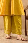 Nero India Yellow Silk Zari, Embroidery V-neck Anarkali With Pant Online at Aza Fashions Nero India_Yellow Silk Zari, Embroidery V-neck Anarkali With Pant _Online_at_Aza_Fashions