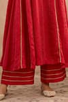 Nero India Red Silk, Silk, Embroidery, Zari Round Neck Anarkali With Pant Online at Aza Fashions Nero India_Red Silk, Silk, Embroidery, Zari Round Neck Anarkali With Pant _Online_at_Aza_Fashions