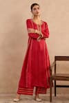 Buy Nero India Red Silk, Silk, Embroidery, Zari Round Neck Anarkali With Pant Online at Aza Fashions Buy_Nero India_Red Silk, Silk, Embroidery, Zari Round Neck Anarkali With Pant _Online_at_Aza_Fashions