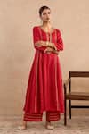 Buy Nero India Red Silk, Silk, Embroidery, Zari Round Neck Anarkali With Pant at Aza Fashions Buy_Nero India_Red Silk, Silk, Embroidery, Zari Round Neck Anarkali With Pant _at_Aza_Fashions