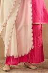 Shop_Nero India_Off White Chanderi Embroidery Scallop Stripe Dupatta _Online_at_Aza_Fashions