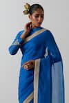 Buy Vinusto Cobalt Organza, Chanderi Lace, Embroidery Round Katan Saree And Kurti Blouse Buy_Vinusto_Cobalt Organza, Chanderi Lace, Embroidery Round Katan Saree And Kurti Blouse