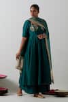 Buy Vinusto Green Chanderi Embroidery, Lace, Zari Round Neck Hand Anarkali Set at Aza Fashions Buy_Vinusto_Green Chanderi Embroidery, Lace, Zari Round Neck Hand Anarkali Set _at_Aza_Fashions