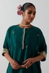 Shop Vinusto Green Chanderi Embroidery, Lace Round Neck Kurta And Pant Set Online at Aza Fashions Shop_Vinusto_Green Chanderi Embroidery, Lace Round Neck Kurta And Pant Set _Online_at_Aza_Fashions