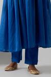 Vinusto_Cobalt Chanderi Embroidery, Zari Round Neck Anarkali And Pant Set _Online_at_Aza_Fashions