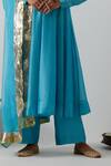 Vinusto_Sky Blue Chanderi, Organza, Silk Embroidery, Zari, Zardozi Corset Anarkali Set _at_Aza_Fashions