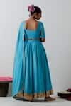 Shop_Vinusto_Blue Chanderi Gota Patti, Embroidery, Metallic Thread, Floral Motif Lehenga Set _at_Aza_Fashions