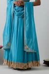 Vinusto_Blue Chanderi Gota Patti, Embroidery, Metallic Thread, Floral Motif Lehenga Set _at_Aza_Fashions