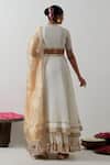 Shop_Vinusto_Ivory Chanderi, Tissue Embroidery, Zari, Gota Choli Blouse And Layered Lehenga _at_Aza_Fashions