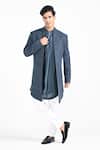 Buy_Kalpana Naik_Blue Terrycloth, Rayon Storm Open Jacket And Kurta Set _at_Aza_Fashions