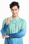 Buy_Kalpana Naik_Blue Bemberg, Silk, Cotton Embroidery Ocean Ombre Kurta Set _Online_at_Aza_Fashions