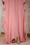 Buy_Daljit Sudan_Pink Crepe Embroidery Keyhole Neck Aari And Tilla Kaftan _Online_at_Aza_Fashions