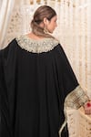 Buy_Daljit Sudan_Black Crepe Embroidery, Zari V-neck And Tilla Kaftan & Pant Set _Online_at_Aza_Fashions