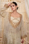 Buy_Daljit Sudan_Off White Satin, Tissue Embroidery, Stones V-neck, Tilla And Cutdana Kurta Set 
