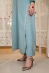 Daljit Sudan_Blue Georgette Embroidery Collared Tilla Kurta And Pant Set _at_Aza_Fashions