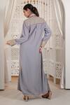 Shop_Daljit Sudan_Gray Georgette Embroidery Collared Tilla Double Kurta Set _at_Aza_Fashions