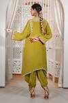 Shop_Daljit Sudan_Green Crepe Embroidery V-neck Tilla Phiran And Dhoti Set _at_Aza_Fashions