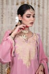 Buy Daljit Sudan Pink Silk, Chanderi, Georgette Kashmiri Aari Kurta, Pant And Dupatta Set Buy_Daljit Sudan_Pink Silk, Chanderi, Georgette Kashmiri Aari Kurta, Pant And Dupatta Set