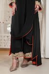 Buy_Daljit Sudan_Black Crepe Embroidery V-neck Kashmiri Aari Tilla Cowl Kurta And Pant _Online_at_Aza_Fashions