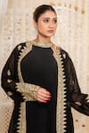 Buy_Daljit Sudan_Black Crepe, Georgette Embroidery, Zari Halter Neck, And Tilla Jacket Kurta Set _Online_at_Aza_Fashions