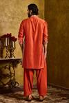 Histori_Orange Chanderi, Cotton, Silk Applique, Embroidery, Beads Kasab Kurta Set _Online_at_Aza_Fashions