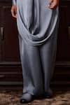 Histori_Gray Satin, Bemberg Beads, Crystals Draped Kurta And Farshi Pyjama Set _Online_at_Aza_Fashions