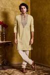 Buy_Histori_Green Chanderi, Cotton Embroidery, Beads Dori Kurta With Churidar _at_Aza_Fashions