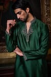 Buy_Histori_Green Chanderi Silk, Modal, Satin Beads, Crystals, Kurta And Patiala Salwar Set _Online_at_Aza_Fashions