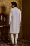 Histori_Ivory Silk, Cotton Embroidery, Beads, Zari Raw Sherwani Kurta Set _Online_at_Aza_Fashions